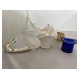 Cobalt Blue Glass Top Hat & Portable Elec Lamp