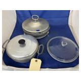 3 Pcs - Aluminum Pot w/Lid - Pyrex Dish w/Stand