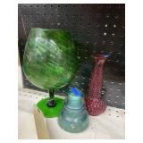 3 Pcs - Green Glass Vase - Glass Insulators