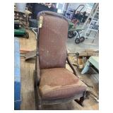 Vintage Upholstered Wooden Rocker
