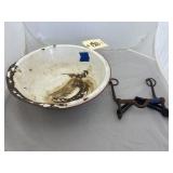 Granite Wash Basin w/Vintage Horse Bit