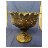 Carnival Glass Fruit Bowl on Stand