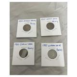 Indian Head Pennies 1880 81 82 83