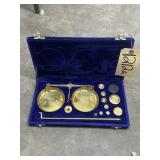 Vintage Brass Balance Scale Set for Gemstones