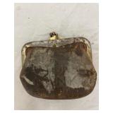 Leather Coin Purse First National Bank w/Coins