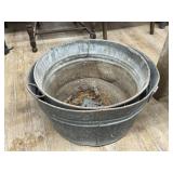 2 - Galvanized Metal Wash Tubs