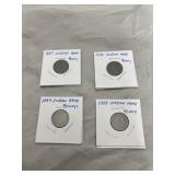 4 - Indian Head Pennies 1883-88-89-99