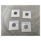 4 - Indian Head Pennies 1881-83-85-87