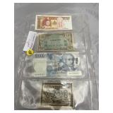 Foreign Paper Money - Assorted - 7 Sheets
