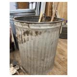 Galvanized Metal Trash Bin w/Funnel