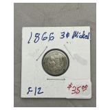 1866 US 3-Cent Piece - Fine