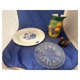 Pottery Pitcher - broken - 2 Platters - Salt Shake