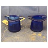 2 - Vintage Cobalt Blue Glass Ash Trays