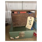 Metal Lock Box w/Key & Wooden Box