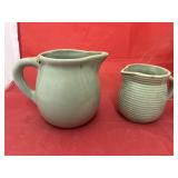 2 - Green Pottery Pitchers