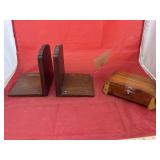 Bookends & Wood Box w/Buttons
