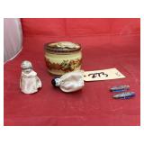 5 Pcs -  Vintage Mini Ceramic Dolls - Tin w/Lid