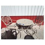3 Pc Wrought Iron Table w/2 Pub Height Chairs