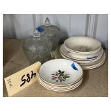 15 Pcs - Glass Sugar/Creamer & Bowls & Saucers