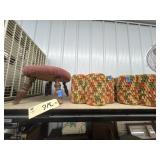 Padded Foot Stool & 2 Crocheted Footstools