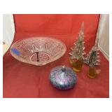 Glass Bowl & Glass Christmas Trees & More