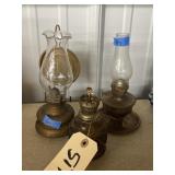 3 Pcs - Mini Oil Lamps - 1 is missing Chimney