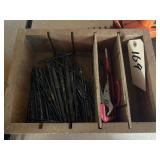 Wooden Box w/Bits & Pliers