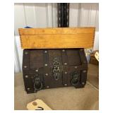 Wooden Box w/Sewing Notions & Wood Chest