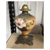 Vintage Hand Painted Oil Lamp - no chimney