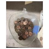Glass Leaf Bowl w/Pennies