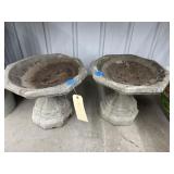 2 - small Cement Bird Baths