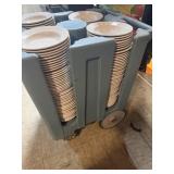 Restaurant salad bowls on roll around cart