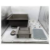 Single Bowl Square Sink with Accessories, Approx 1