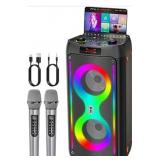 Karaoke Machine, Portable with 2 Wireless Micropho