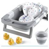 Joffi Baby Bathtub w/ Thermometer & Drain, Gray &