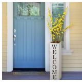 Wooden Welcome Porch Sign, White, 30x7.5x7.5"