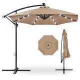 10 Ft LED Offset Umbrella and Stand, Solar or Batt
