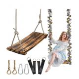 Hanging Tree Swing, With Purple Garland, Nylon Rop