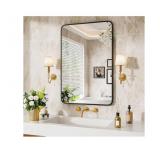 Black Metal Framed Bathroom Mirror For Wall, 30"x