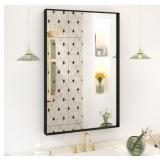 HBCY Black Metal Bathroom Vanity Wall Mirror, Appr