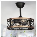 Drop Mount Ceiling Fan and Light - Black/Bronze, F