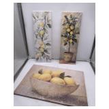 3 Ct. Lemon Wall Art Lot - (2 Ct. Approx. 8" x 24
