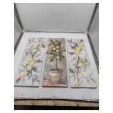 Set of 3 Lemon Kitchen Wall Art, Green & Yellow, A