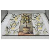 Set of 3 Lemon Kitchen Wall Art, Green & Yellow, A
