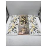 3 Ct. Lemon Wall Art, Approx. 8" x 24"