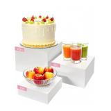 3Pc Buffet Risers,3 Different Size White Acrylic C