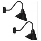 10" Outdoor Gooseneck Shop Sign Light, Black, 2 P