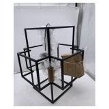 4-Light Lantern Tiered Pendant Light, Black & silv