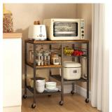 Hadulcet 4 Tier Kitchen Service Cart, Black, Appro