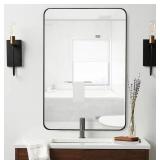 Wall Mounted Mirror, Rectangle - Black - 24x36"